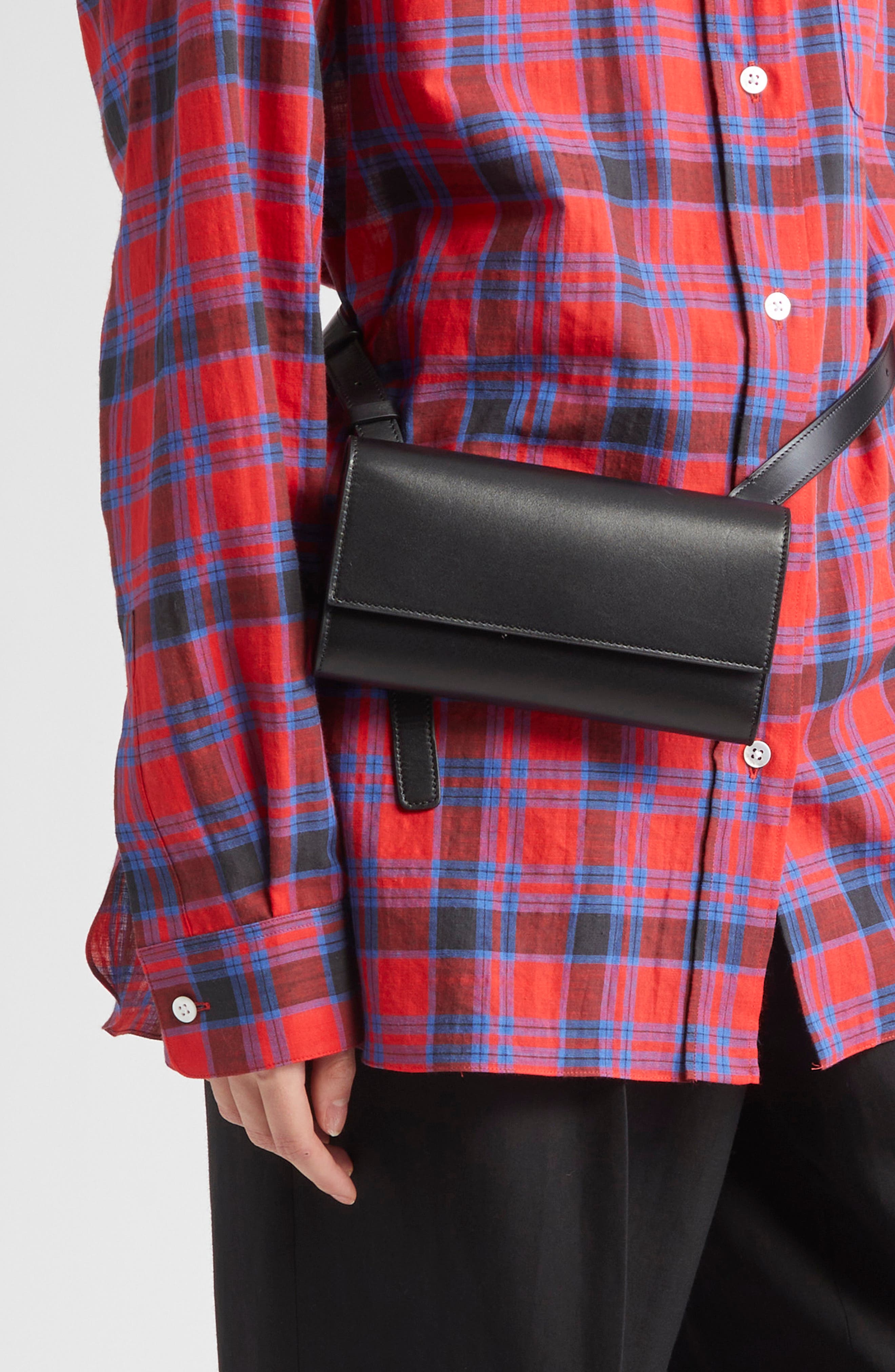 The Row Leather Belt Bag, Alternate, color, Black