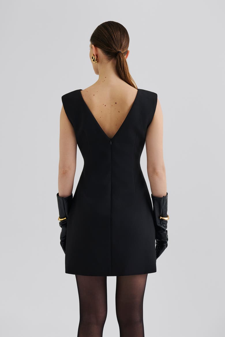 Adelina High Neck Mini Dress, Alternate, color, Black