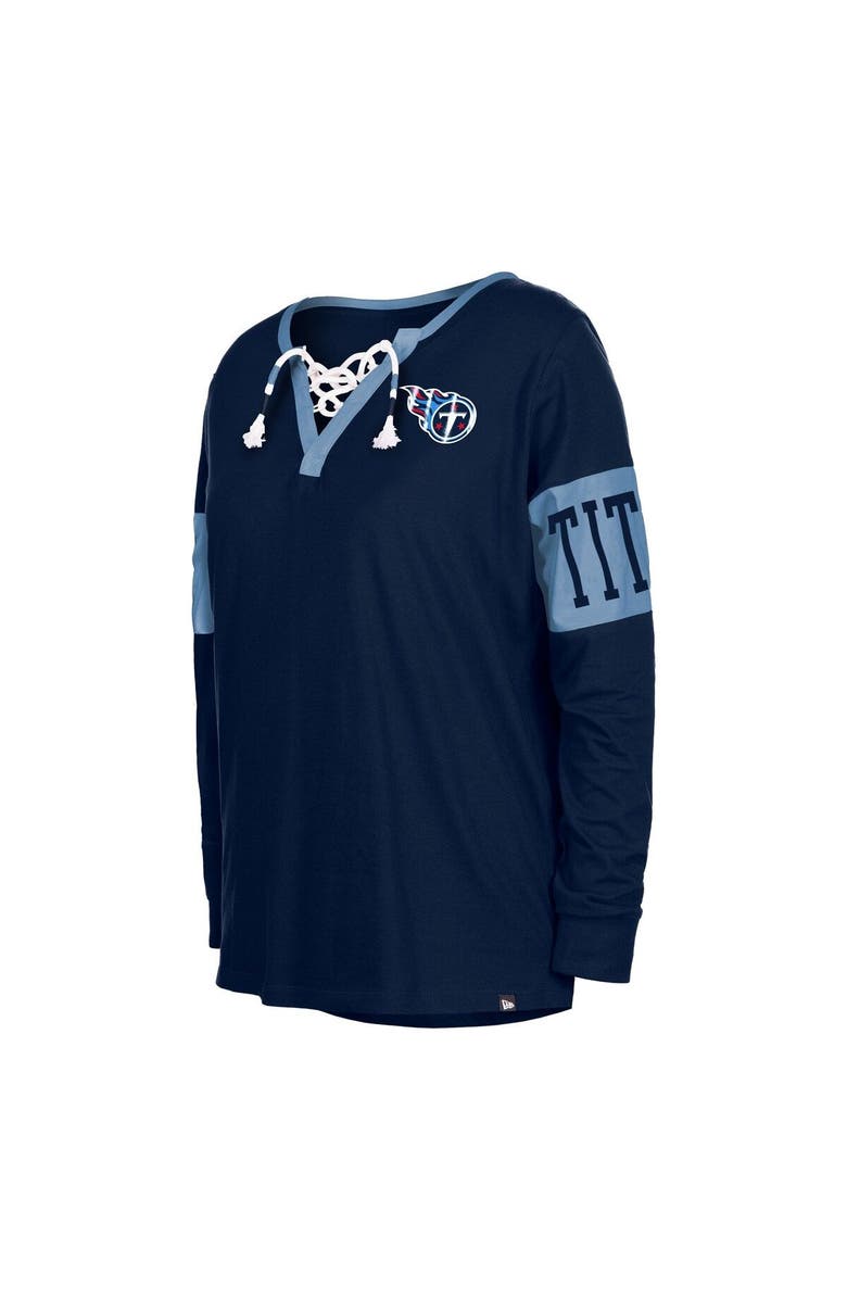 New Era Women's New Era Navy Tennessee Titans Lace-Up Notch Neck Long Sleeve T-Shirt, Alternate, color, Navy