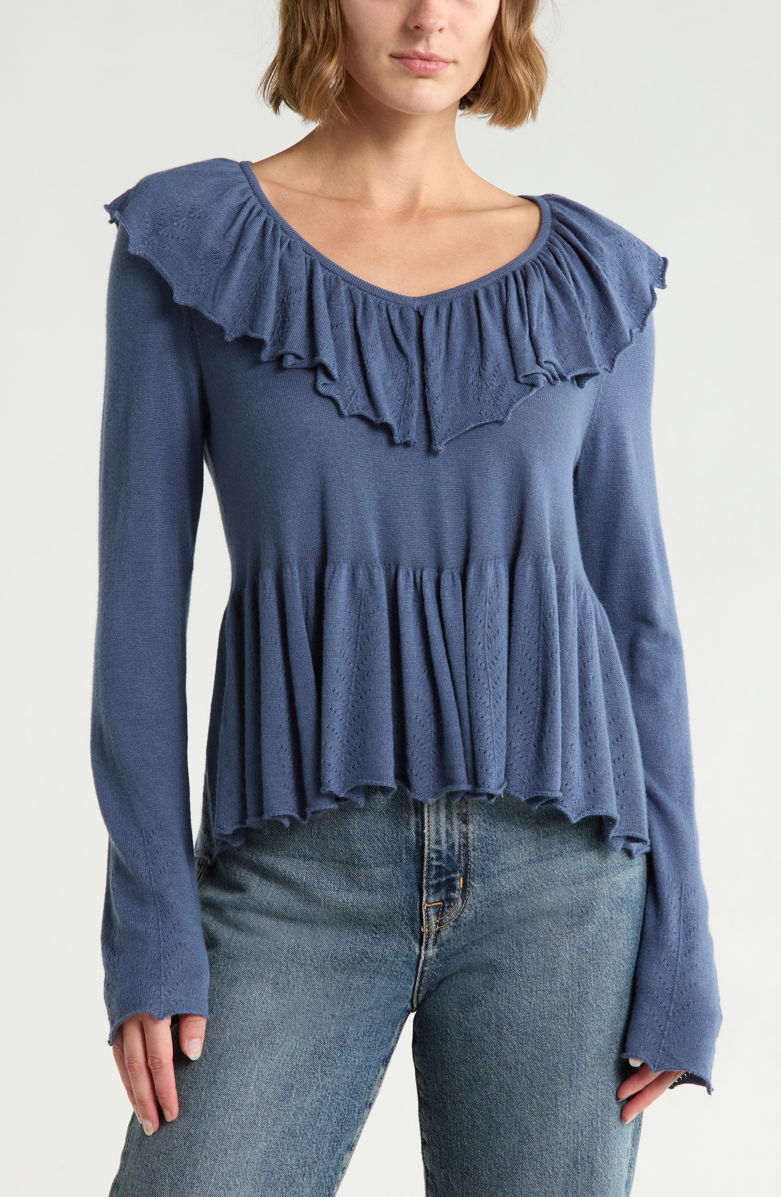 Long Sleeve Ruffle Sweater