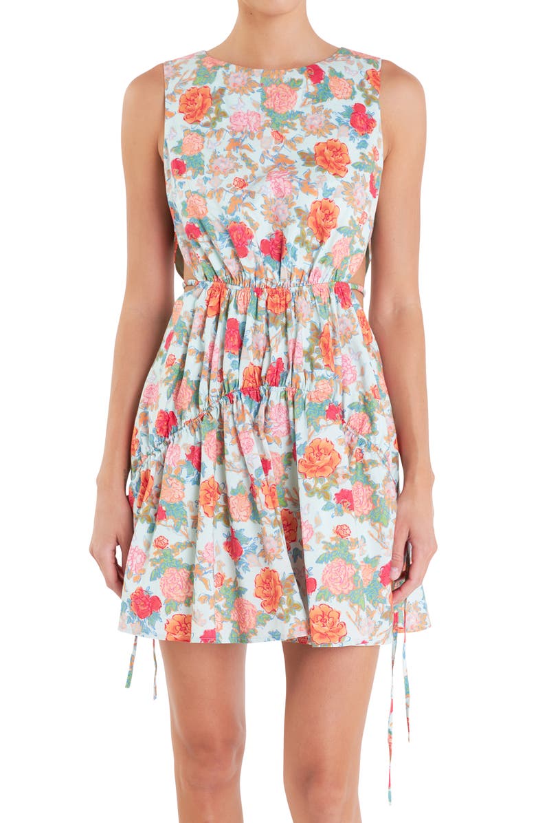 English Factory Floral Side Cutout Minidress, Alternate, color, 
