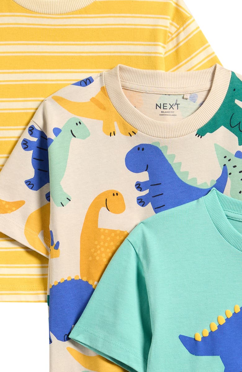 NEXT Kids' 3-Pack Assorted Graphic T-Shirts, Alternate, color, Yellow/ Blue Assorted