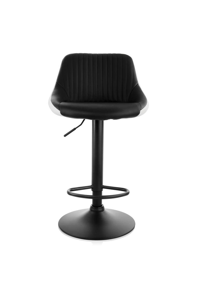 2 Piece Faux Leather Adjustable Bar Stool, Alternate, color, Black