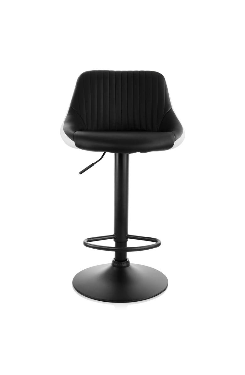 Elama 2 Piece Faux Leather Adjustable Bar Stool, Alternate, color, Black