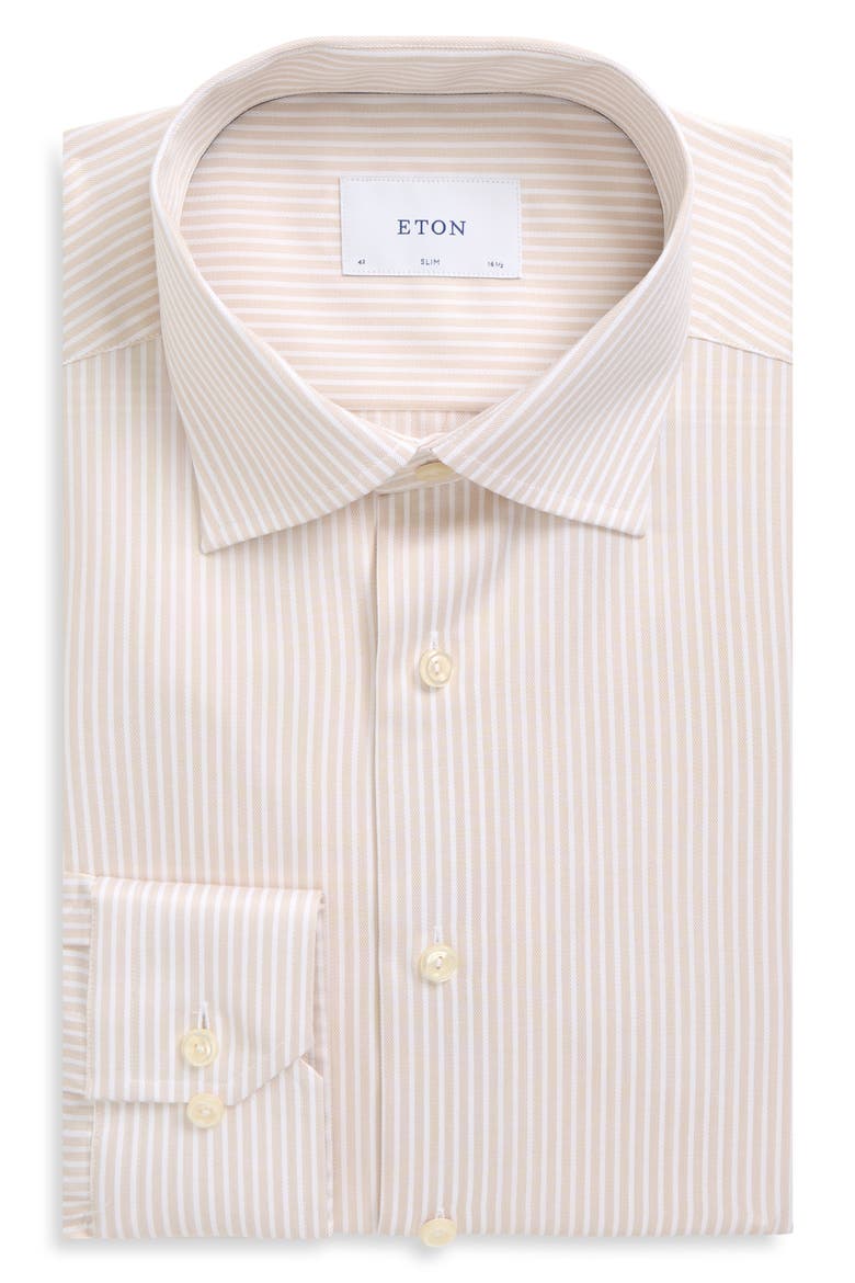 Slim Fit Striped Shirt, Alternate, color, LIGHT BEIGE