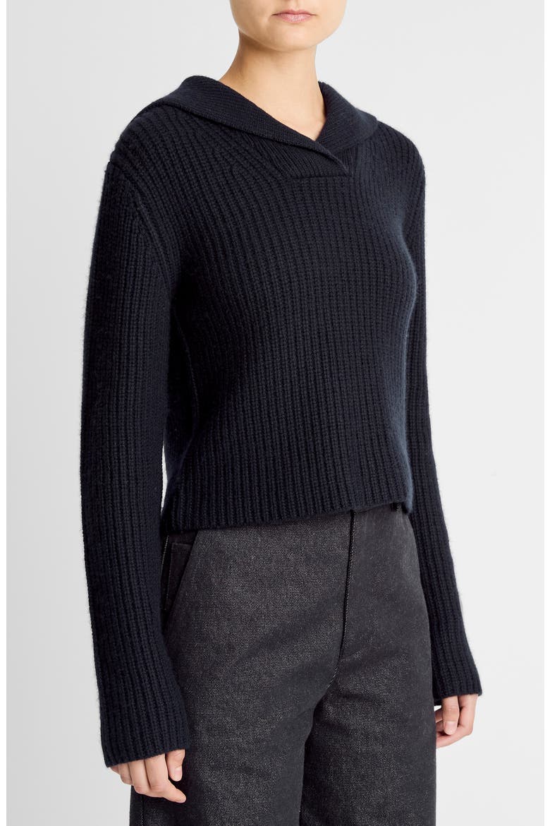 Rib Wool & Cashmere Sailor Collar Sweater, Alternate, color, COASTAL