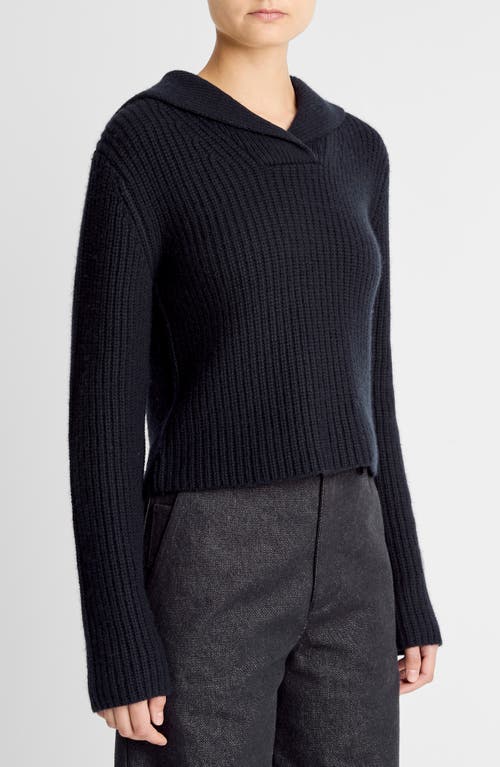 Vince Rib Wool & Cashmere Sailor Collar Sweater In Blue