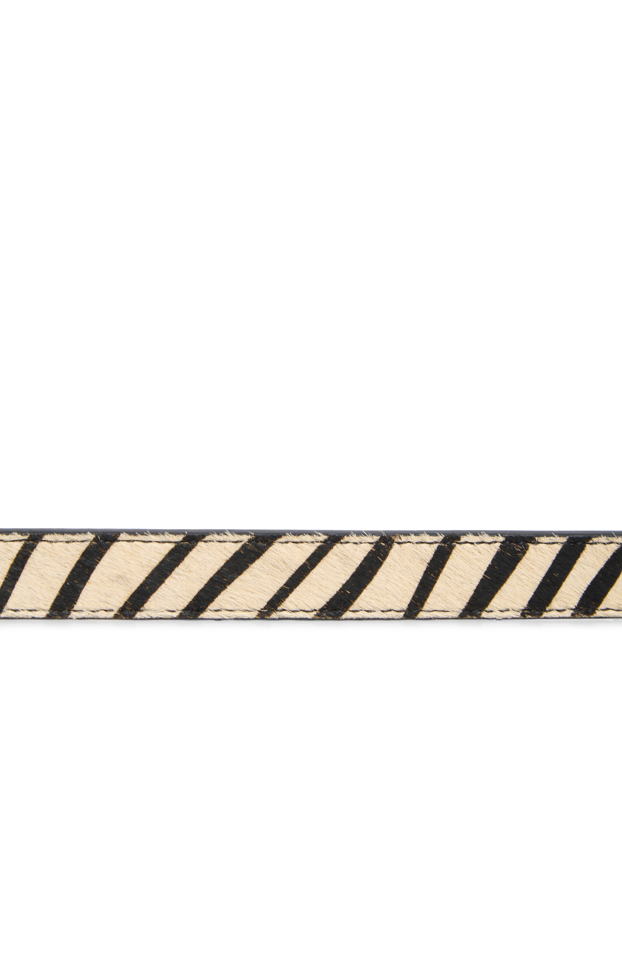 Zebra Print Genuine Calf Hair Belt