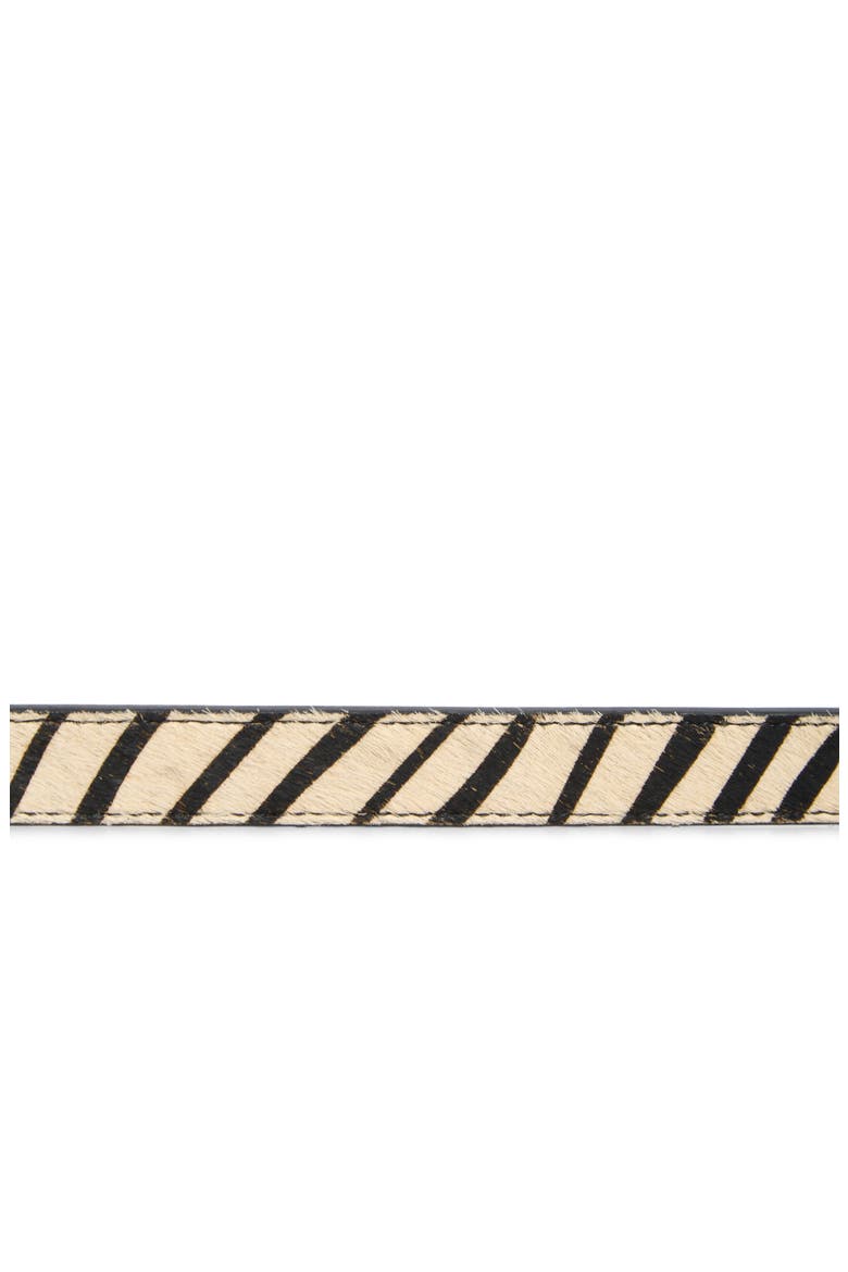 Zebra Print Genuine Calf Hair Belt, Alternate, color, BLACK / WHITE