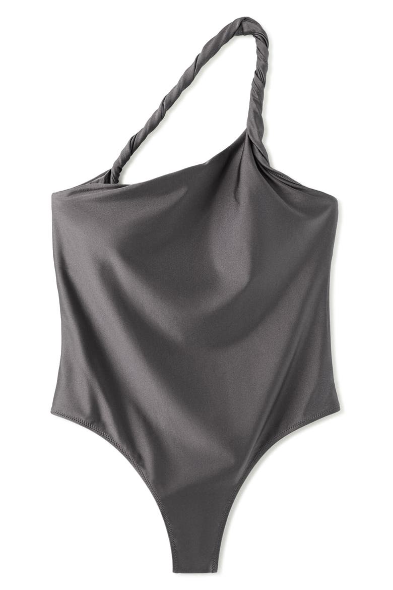 Asymmetric One-Shoulder One-Piece Swimsuit, Main, color, GREY