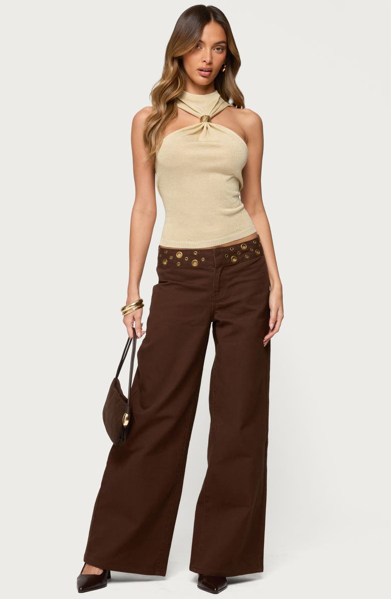 EDIKTED Nalia Ring Glitter Sleeveless Knit Top, Alternate, color, 