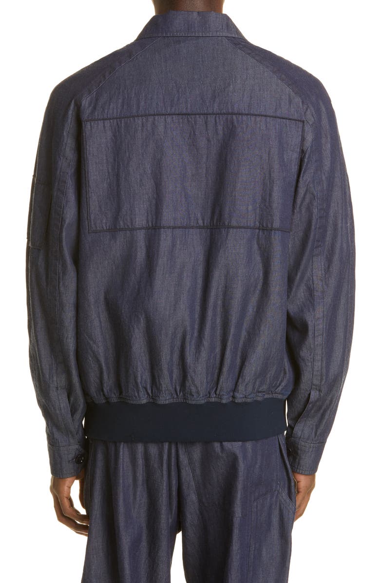 4SDesigns Split Raglan Sleeve Denim Bomber Jacket, Alternate, color, 