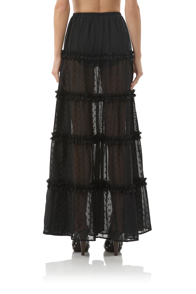 Sabina Clip Dot Tiered Maxi Skirt, Alternate, color, NOIR