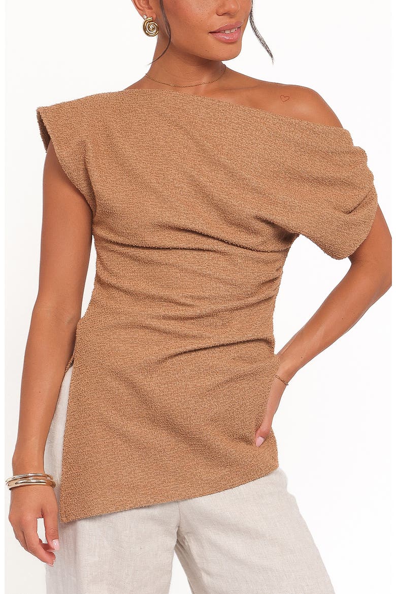 Selma One Shoulder Knit Top, Main, color, BROWN