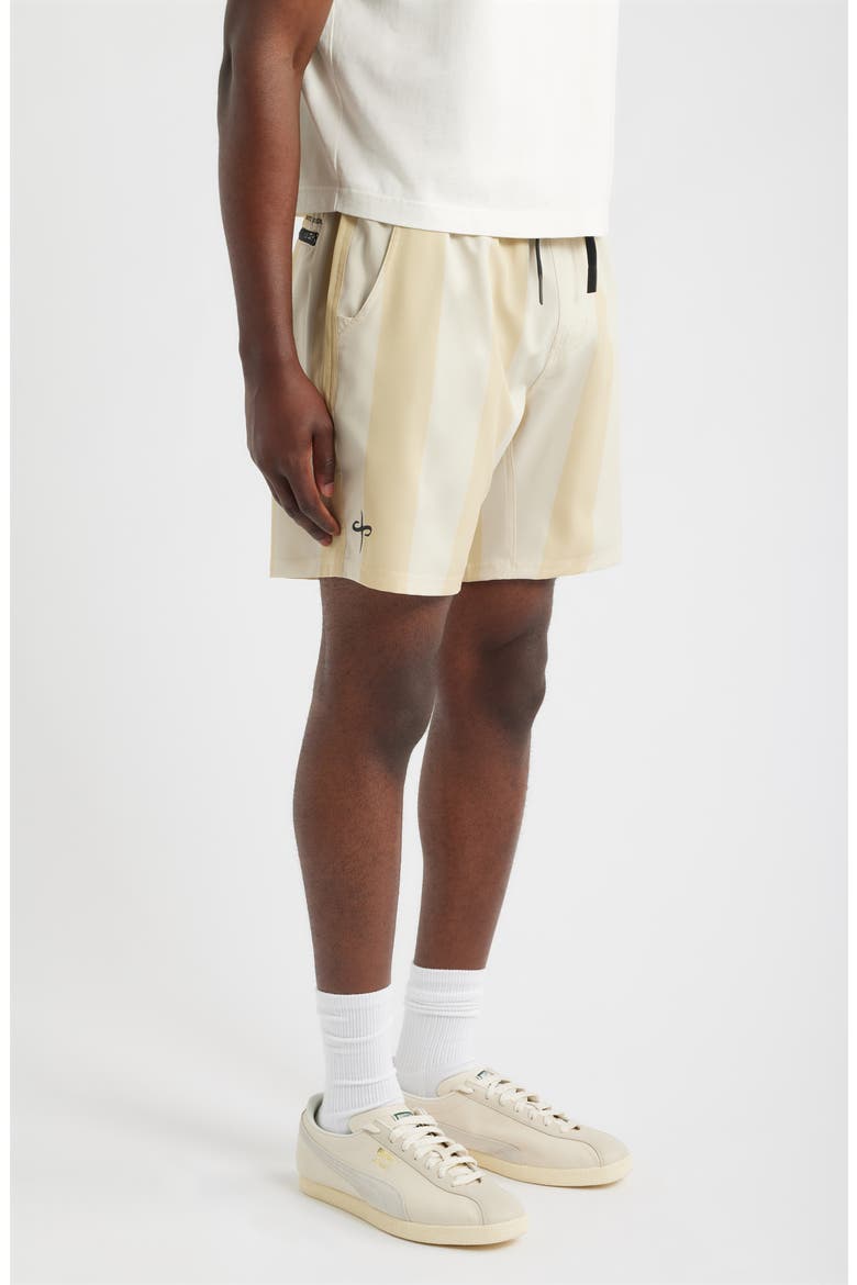 Appreciate Striped Tech Shorts, Alternate, color, CREAM