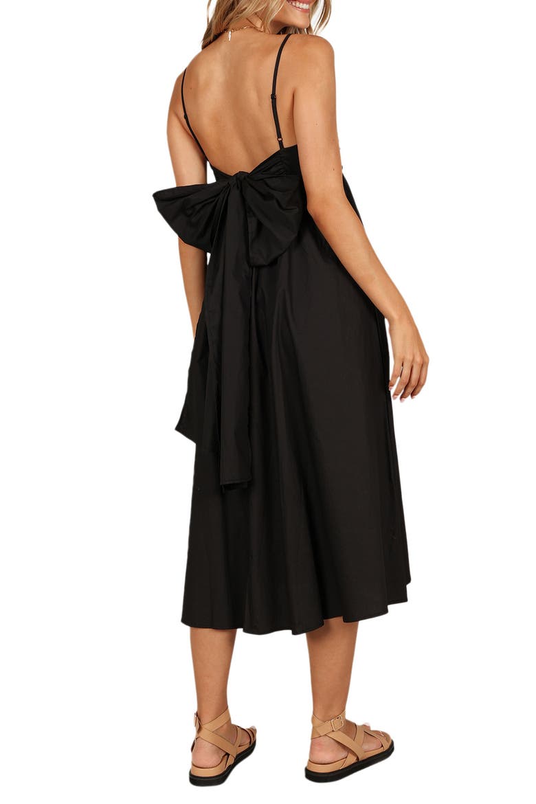Alice Bow Back Sleeveless Midi Dress, Alternate, color, BLACK