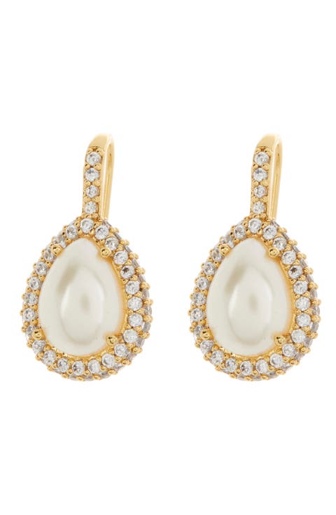 pavé halo drop earrings