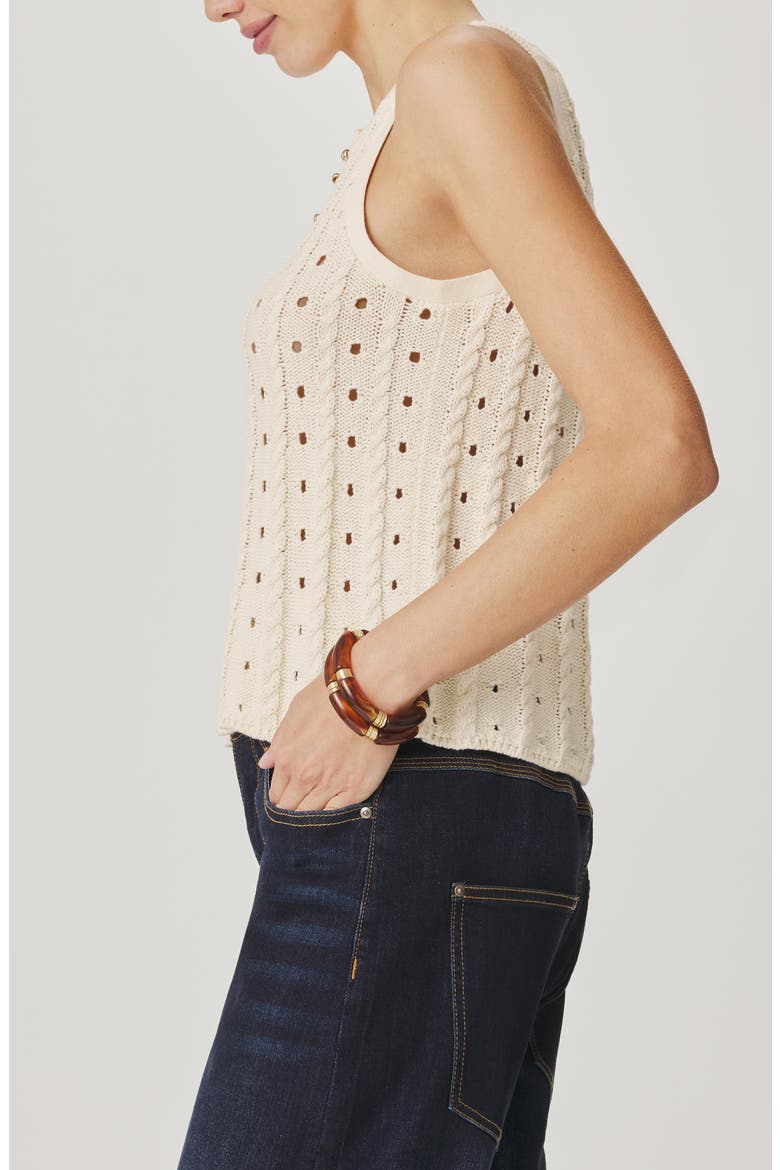 Foster Sleeveless Cotton Sweater, Alternate, color, SHELL WHITE