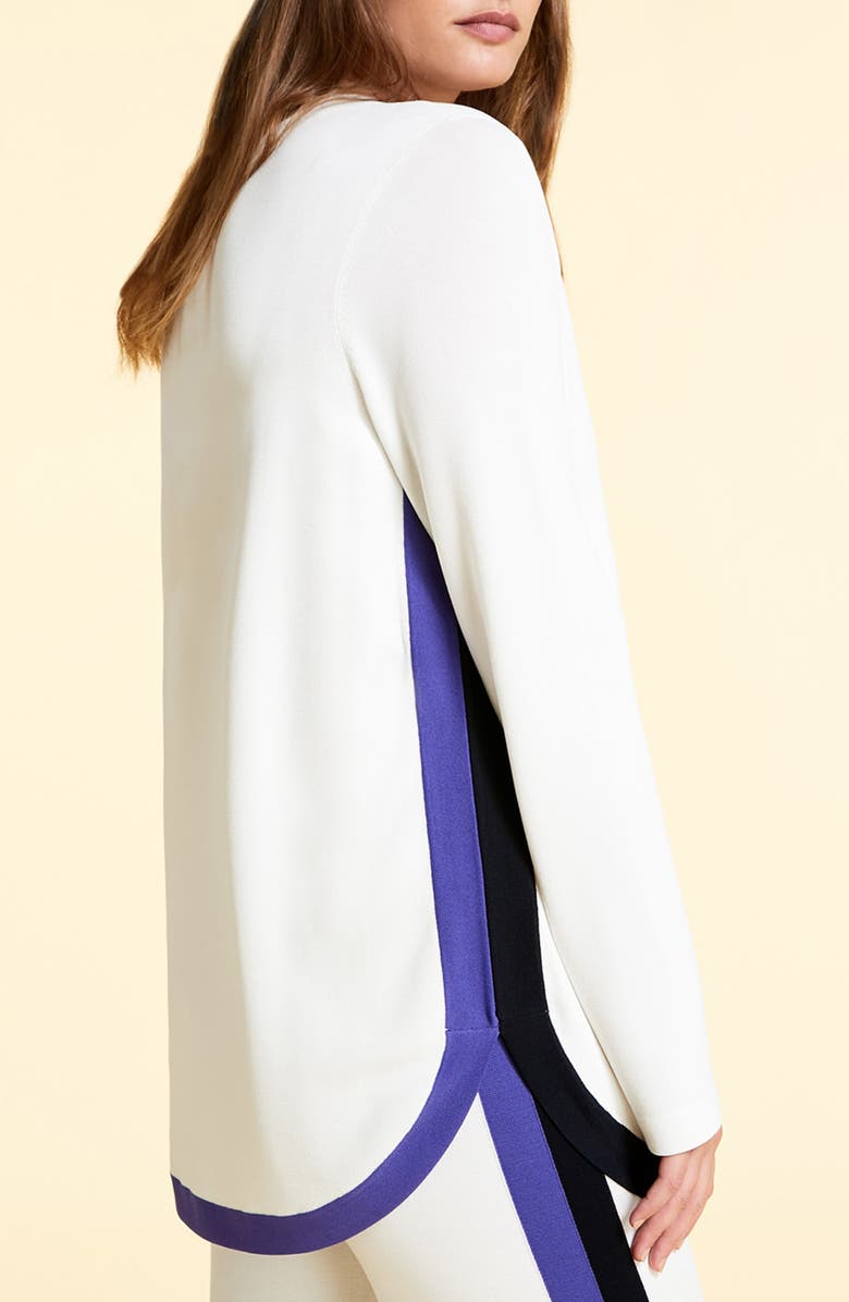 Marina Rinaldi Abaca Tipped Long Sleeve Tunic Sweater, Alternate, color,