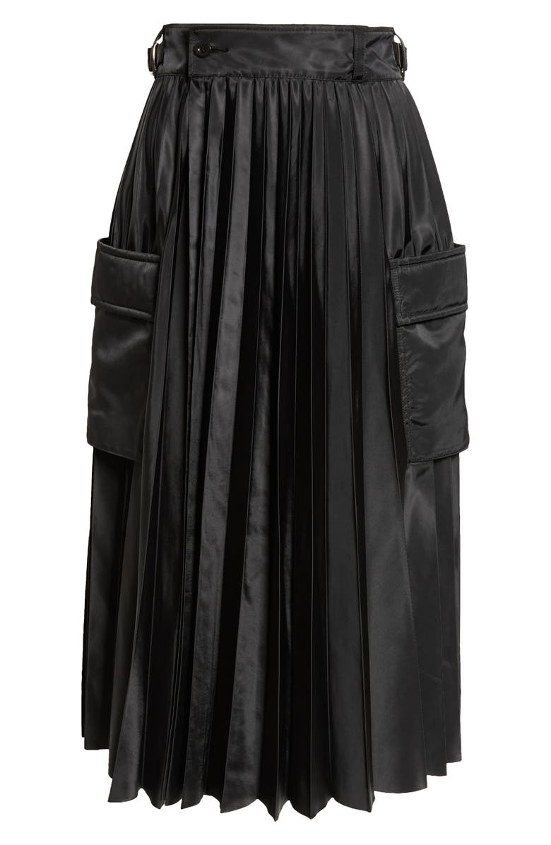 Sacai Pleated Cargo Midi Skirt, Alternate, color, Black 001