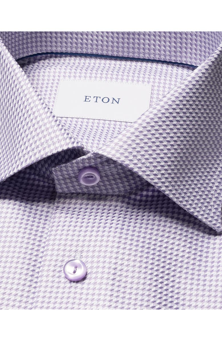 Eton Contemporary Fit Houndstooth Dress Shirt, Alternate, color, Light Purple