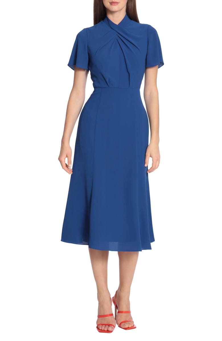 Maggy London Short Sleeve Fit & Flare Midi Dress, Main, color,
