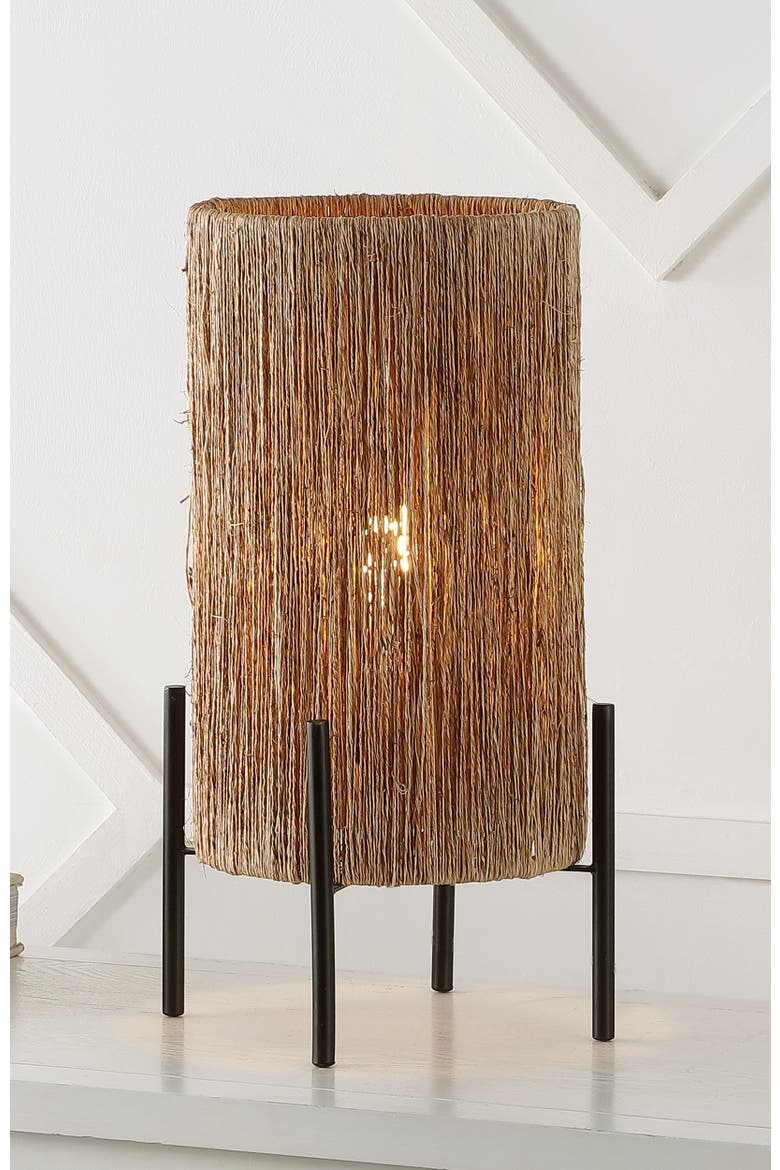 Kai 16.5" Coastal Minimalist Rattan LED Table Lamp, Brown, Alternate, color, Light Brown