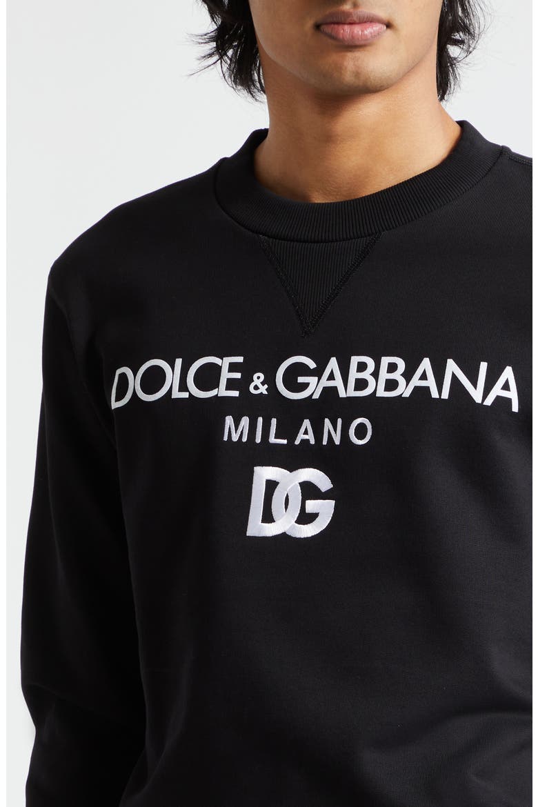 Embroidered Logo Cotton French Terry Graphic Sweatshirt, Alternate, color, N0000 NERO