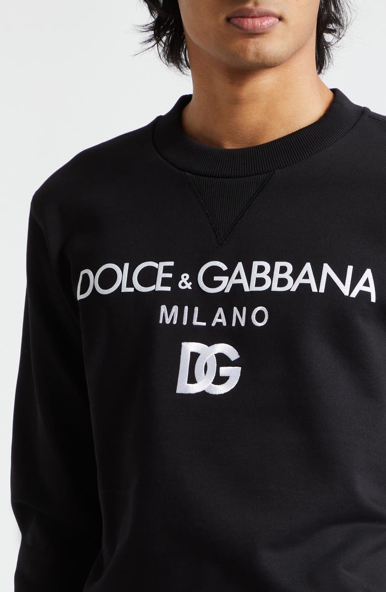 Dolce&Gabbana Embroidered Logo Cotton French Terry Graphic Sweatshirt, Alternate, color, N0000 Nero