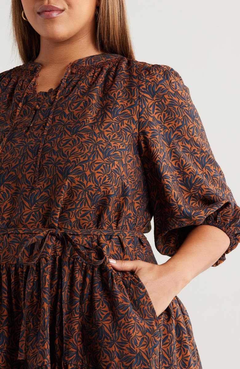 Caslon<sup>®</sup> Tie Neck Tiered Dress, Alternate, color, Rust Bisque Cecilia Bloom