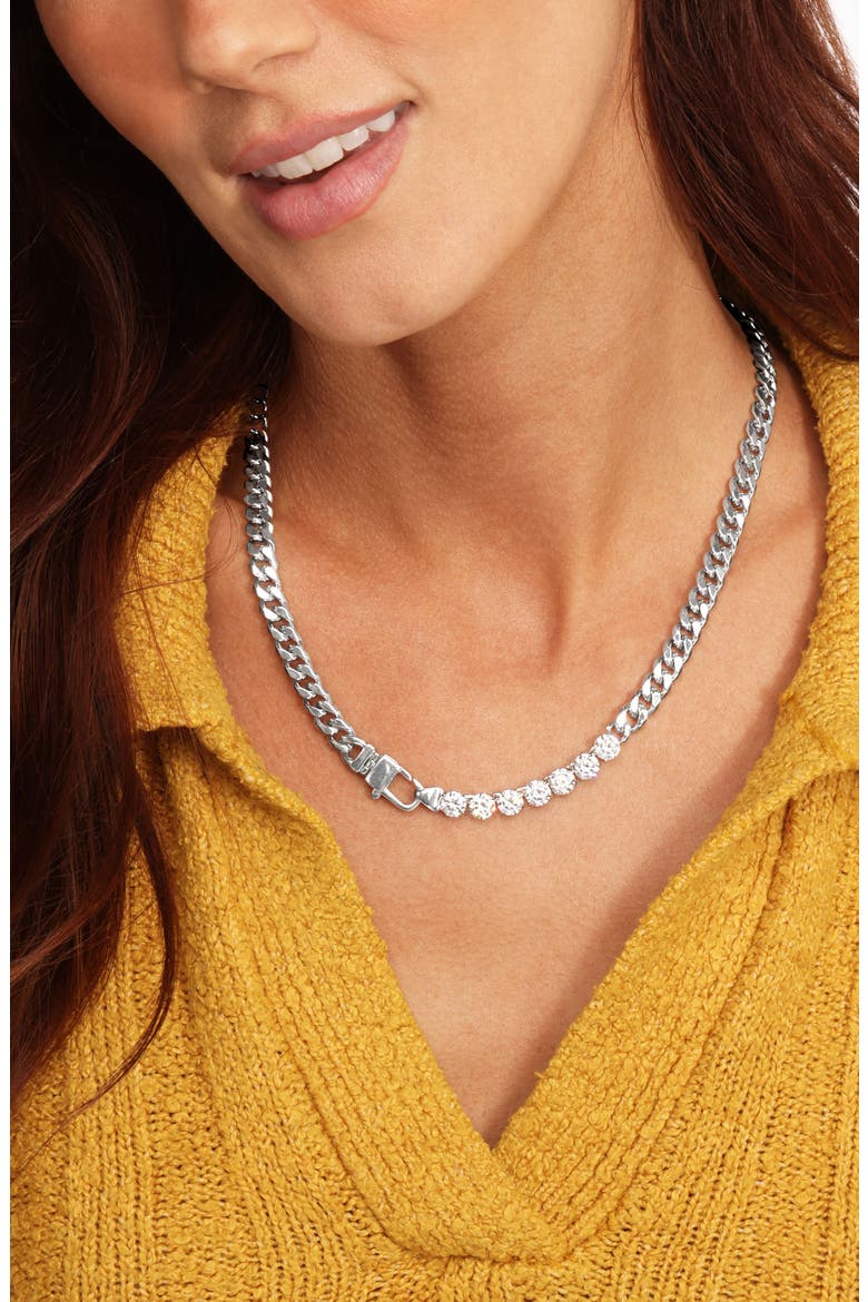 Julian Loves Cubic Zirconia Necklace, Alternate, color, SILVER-WHITE