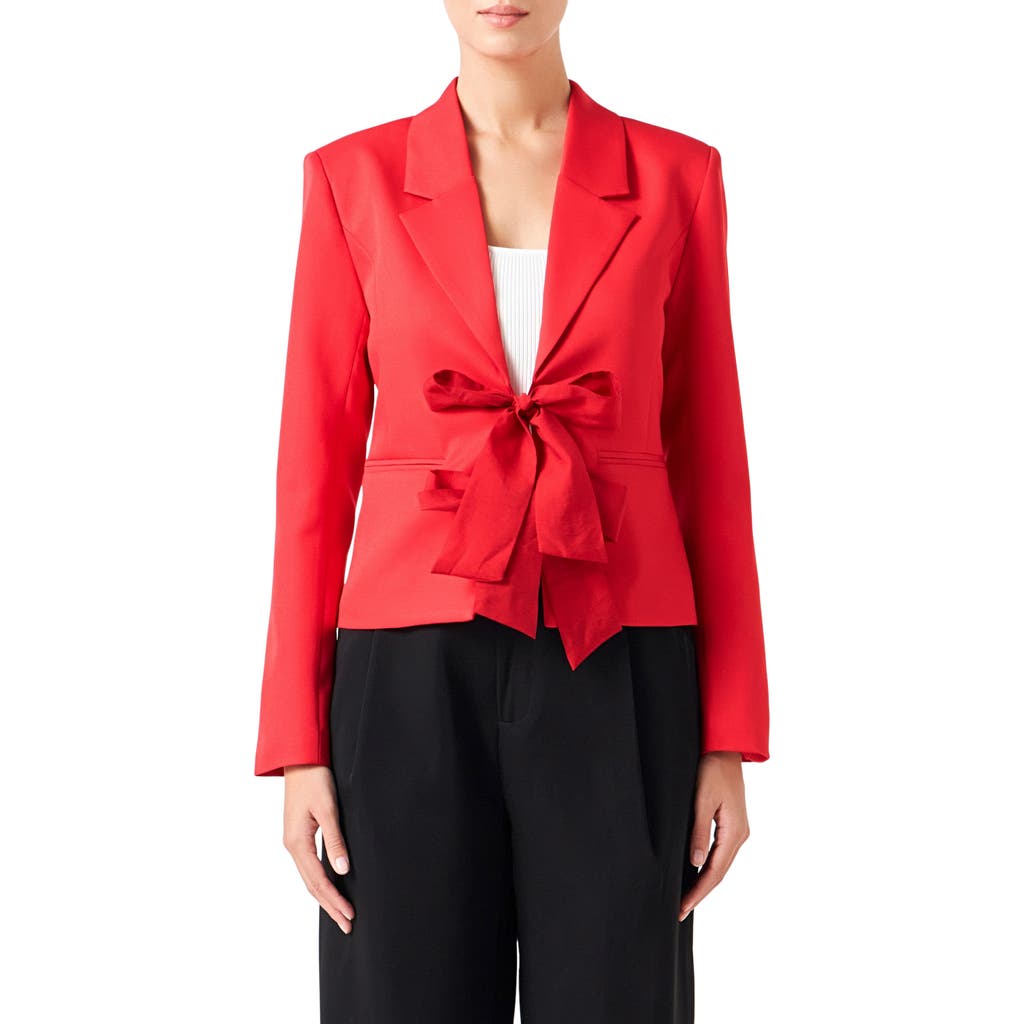 Endless Rose Bow Closure Jacket In Red