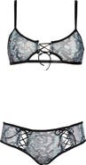 Hauty Snake Charmer Print Mesh Bra & Briefs Set