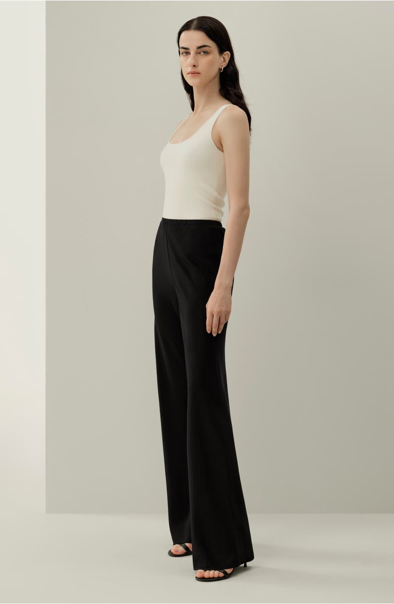 Lilysilk Bias Cut Straight Leg Silk Pants, Alternate, color, Black