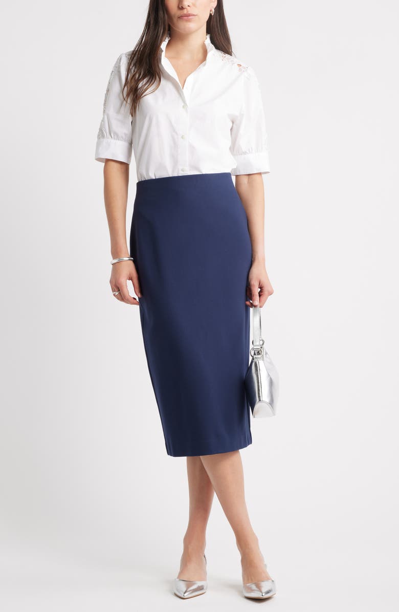 Caslon<sup>®</sup> Ponte Pencil Skirt, Alternate, color, Navy Still