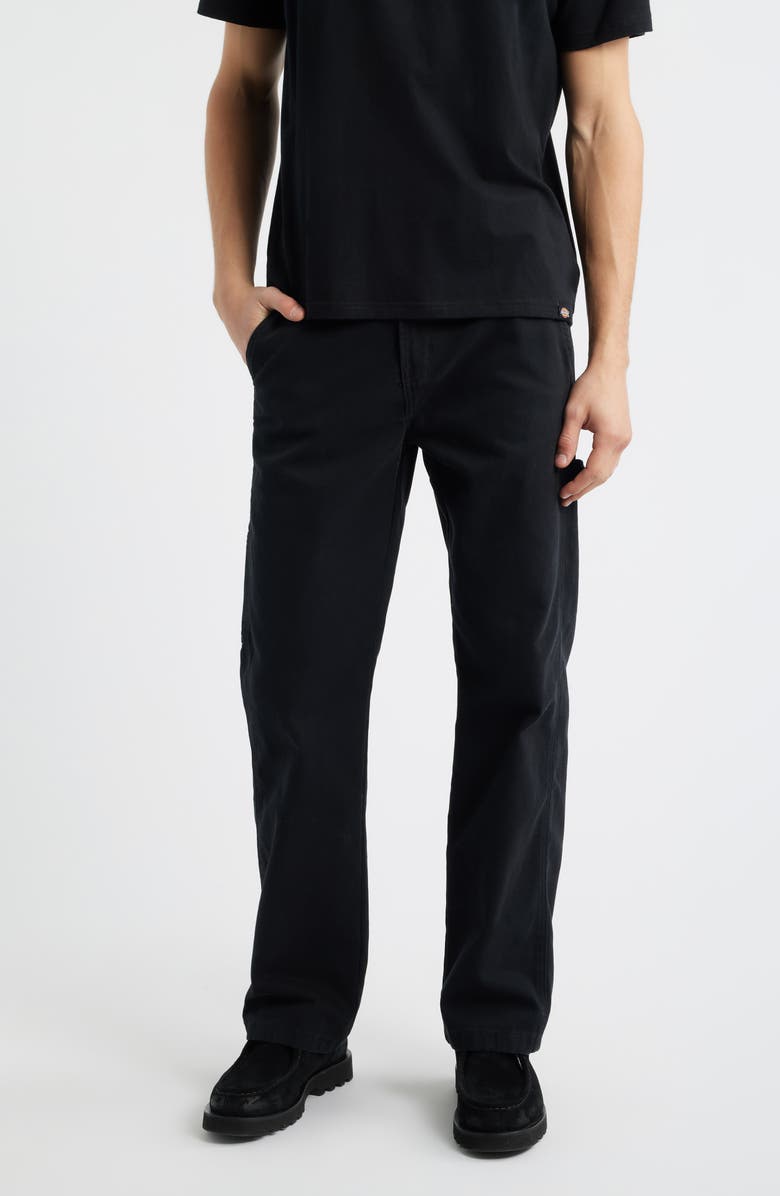 Dickies Straight Leg Black Cotton Canvas Carpenter Pants, Main, color, Black