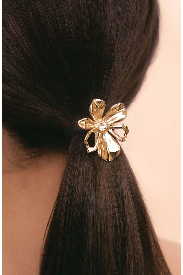 Petals Ponytail Holder, Alternate, color, GOLD