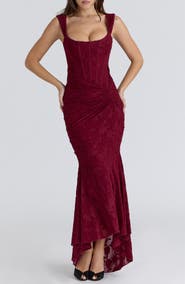 HOUSE OF CB Cesca Floral Burnout Corset Cocktail Dress