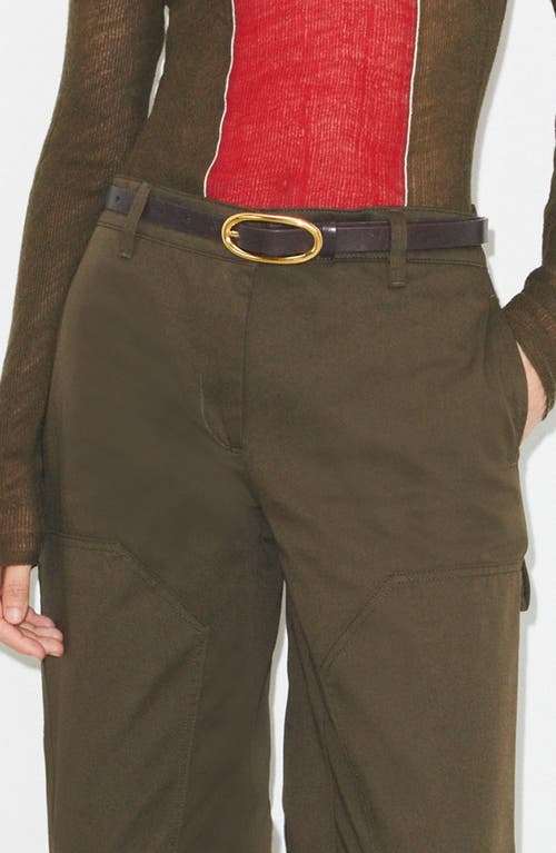 Tory Burch Large Pierced Leather Buckle Belt In Brown