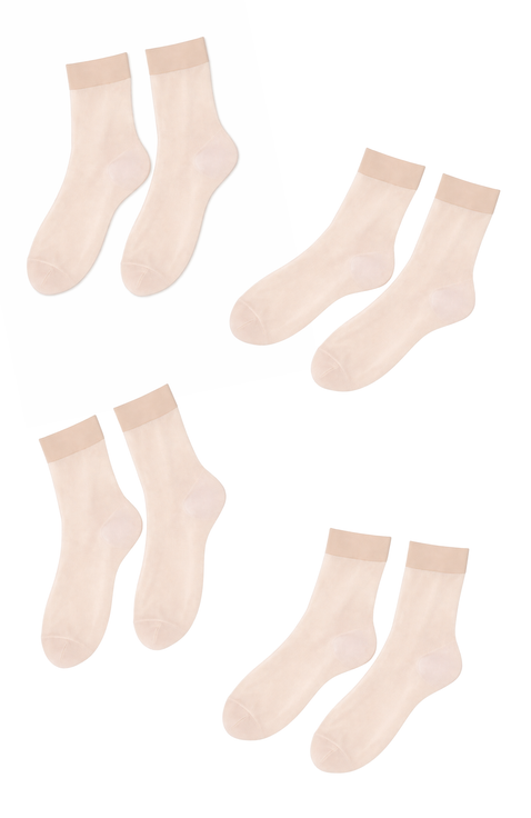 4 Pairs of Glossy Sheer Socks