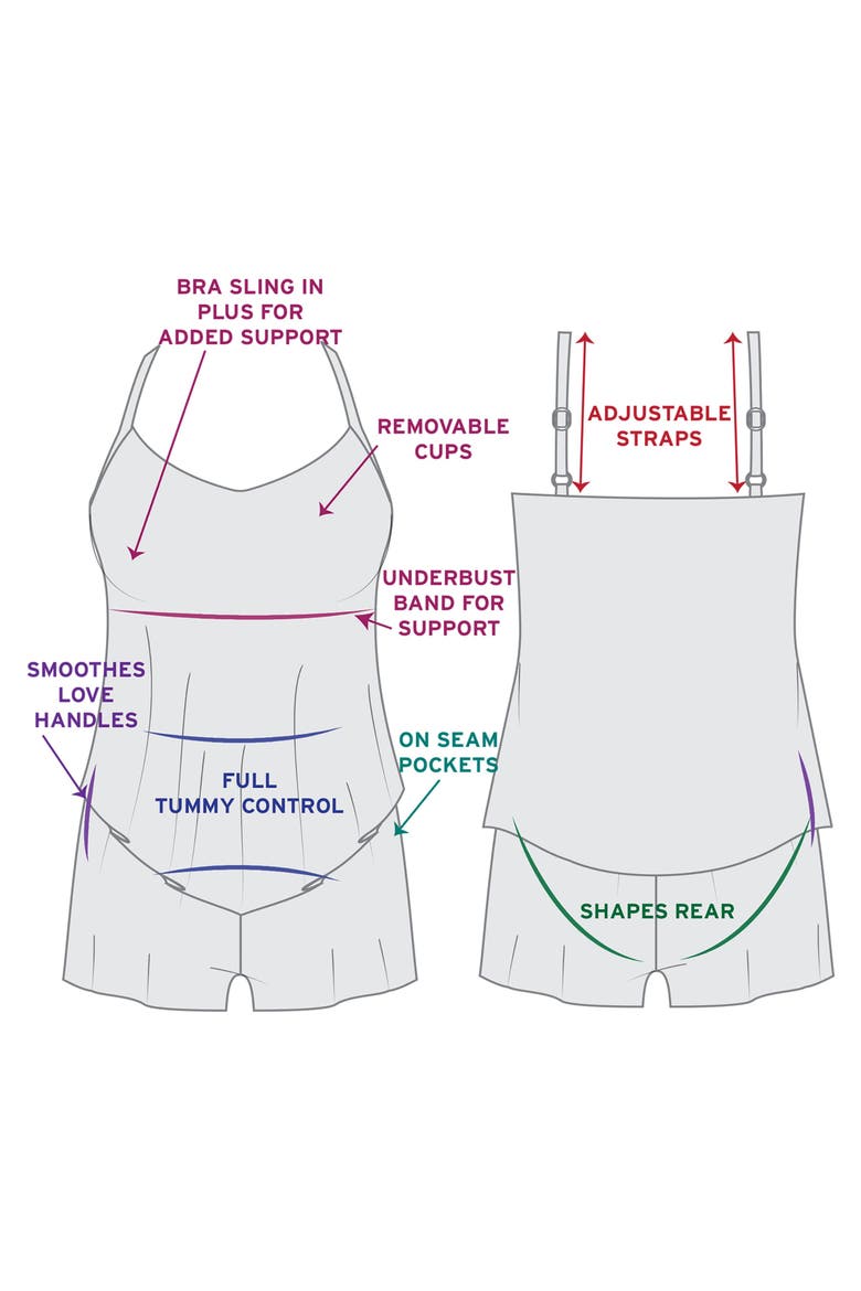 Hank Control Swim Romper with Pockets, Alternate, color, Hot Tropics
