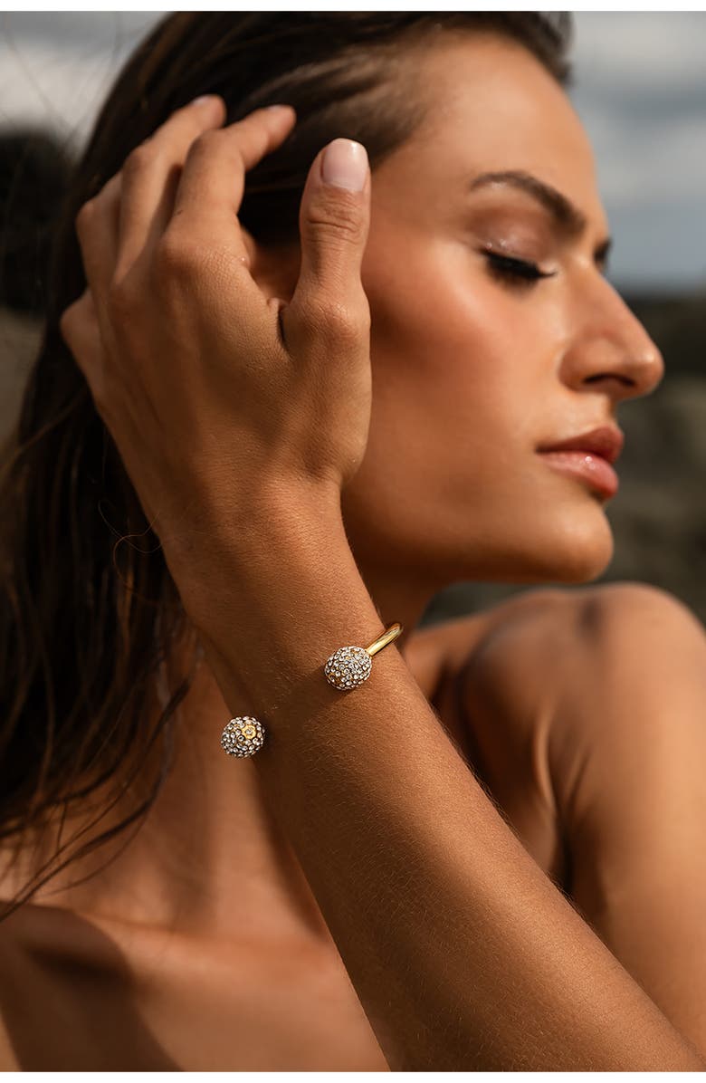 CHRISTINA CARUSO Pavé Ball Cuff Bracelet, Alternate, color, 14K Gold