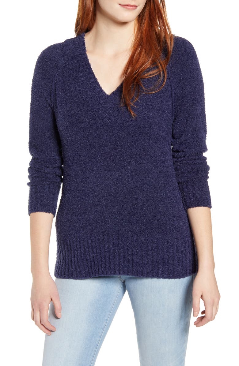 Caslon<sup>®</sup> Plushy Double V-Neck Pullover, Main, color, 