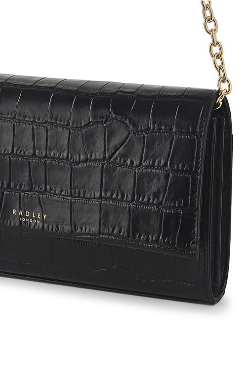 Radley Chancery Row Mini Croc Embossed Leather Crossbody Bag In Black
