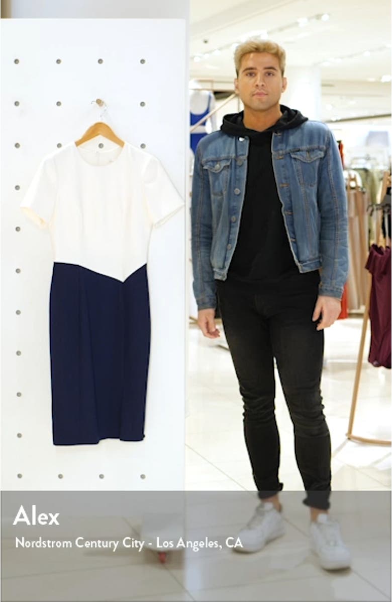 Ella Colorblock Crepe Sheath Dress, sales video thumbnail