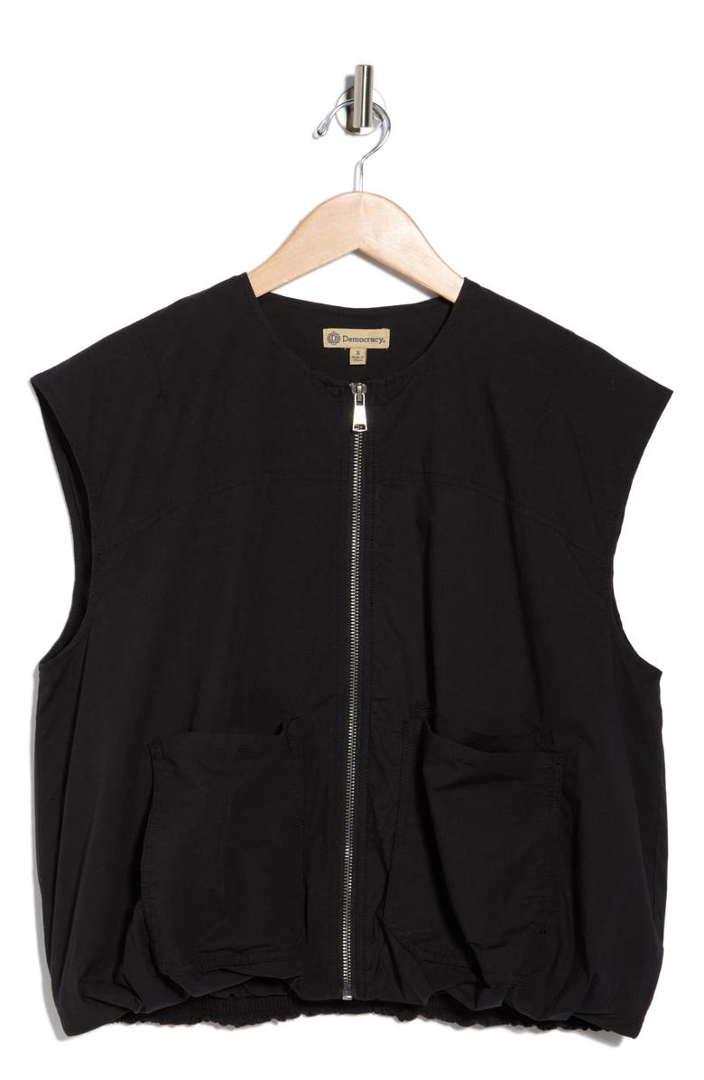 Democracy Zip Poplin Vest, Alternate, color, Black