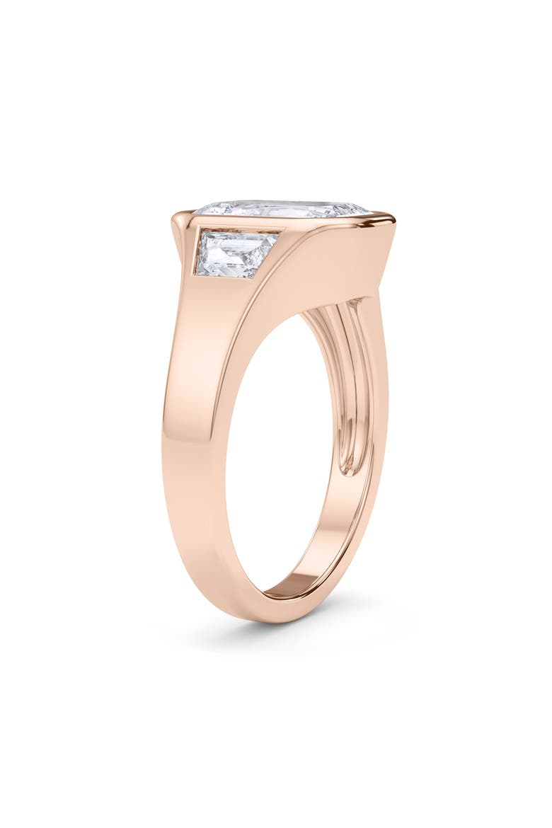 Emerald with Trapezoid Lab Grown Diamond Ring, Alternate, color, 3.00 CTW 18K ROSE GOLD