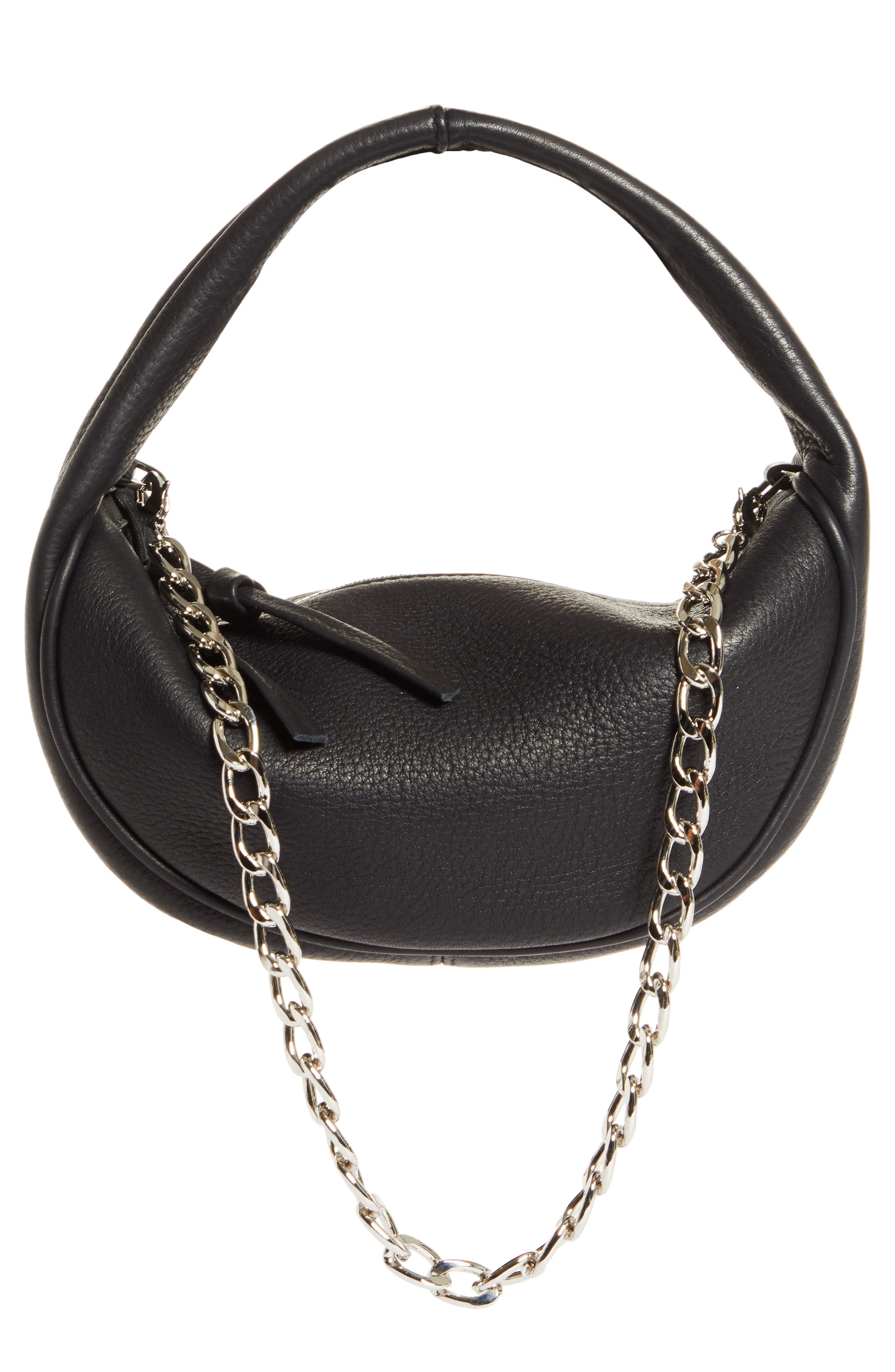 Baby Cush Leather Bag, Main, color, BLACK