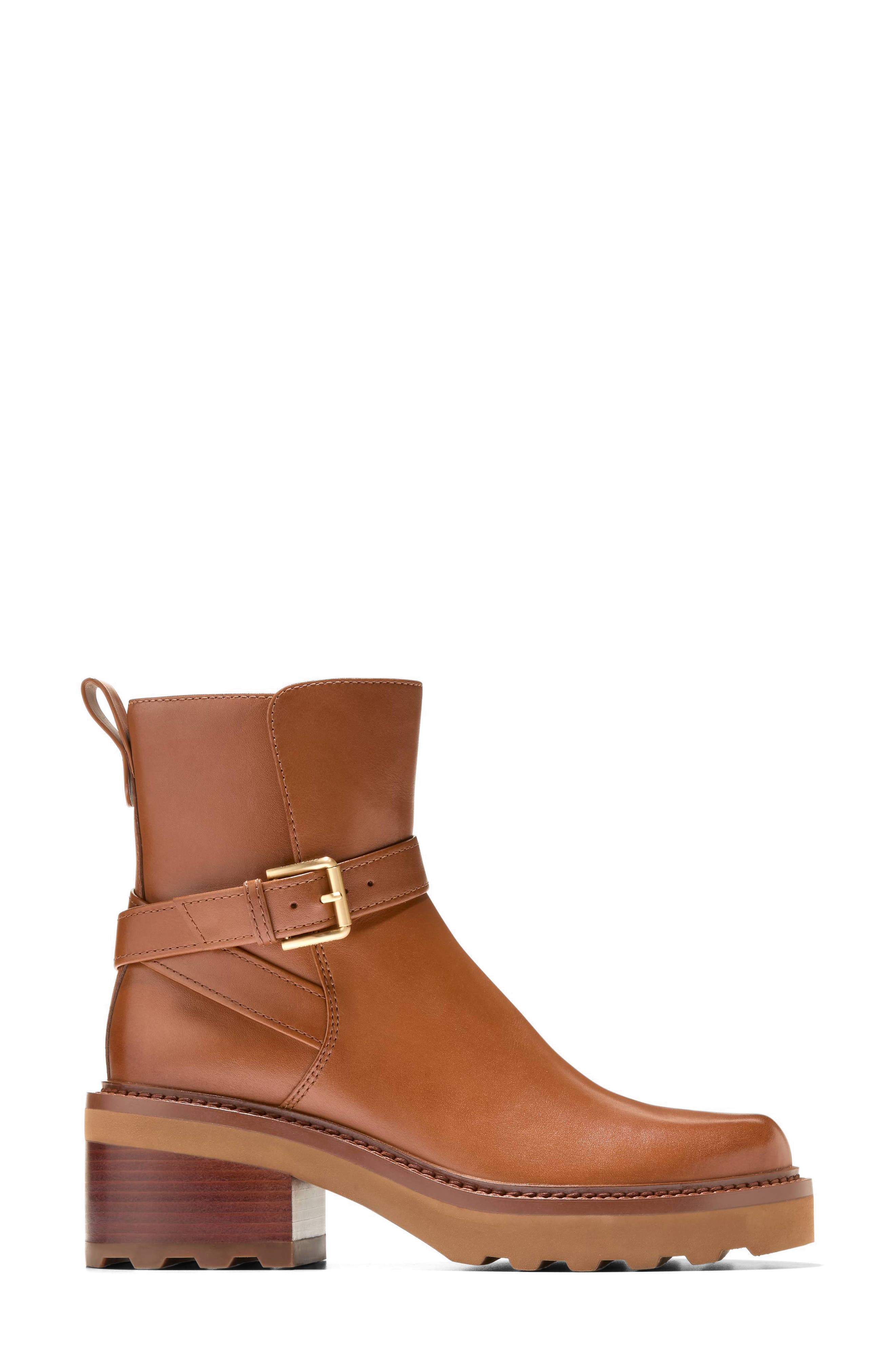 Solene Lug Buckle Bootie, Alternate, color, BRITISH TAN LEATHER