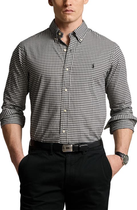 Classic Fit Gingham Sanded Twill Button-Down Shirt